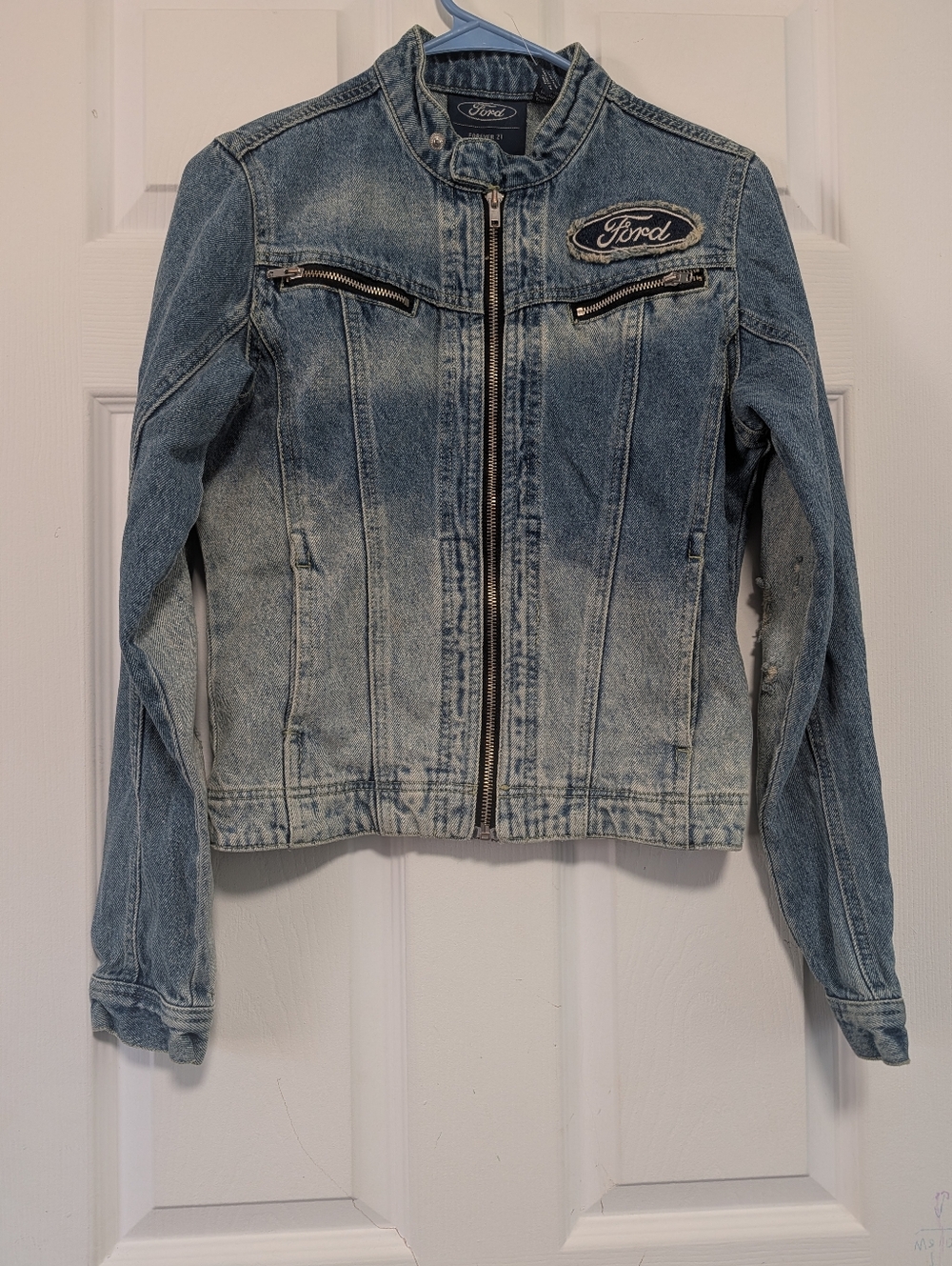 Forever 21 Ford Denim Zip-Up Jacket - Light Blues Size S